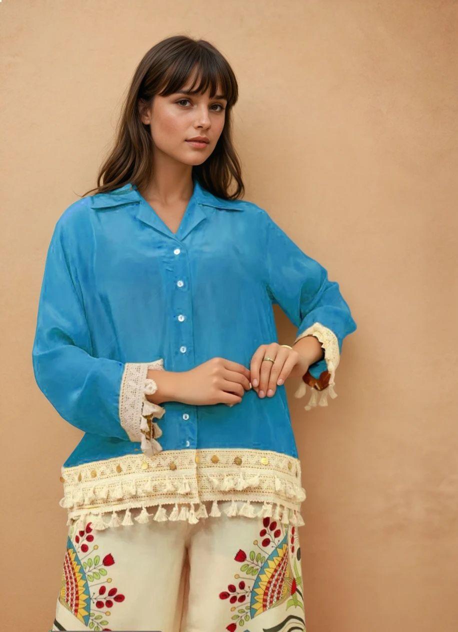 Premium Cotton Kurti Set with Lace Border & Embroidered Palazzo - Image 7