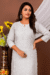 Elegant White Embroidered Cotton Kurti