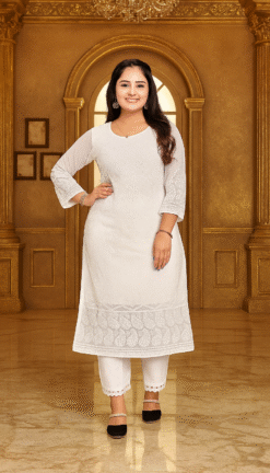 Women Embroidered Cotton Straight Kurta