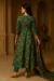 Alternative view of Elegant Green Floral Cotton Blend Anarkali Set with Dupatta