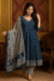 Royal Blue Elegance Printed Anarkali Set with Dupatta