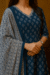 Alternative view of Royal Blue Elegance Printed Anarkali Set with Dupatta