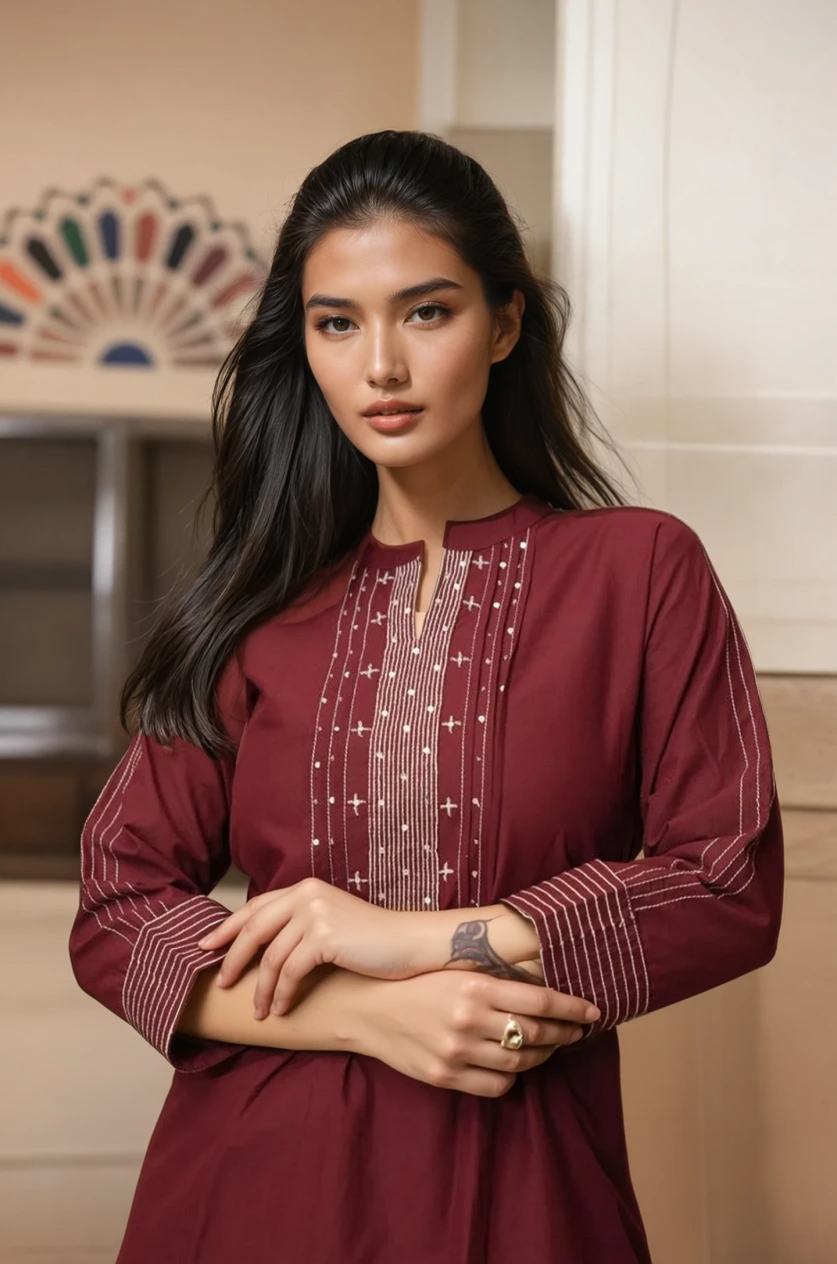 Rose Cotton Cord Set – Kurta & Pant - Image 10