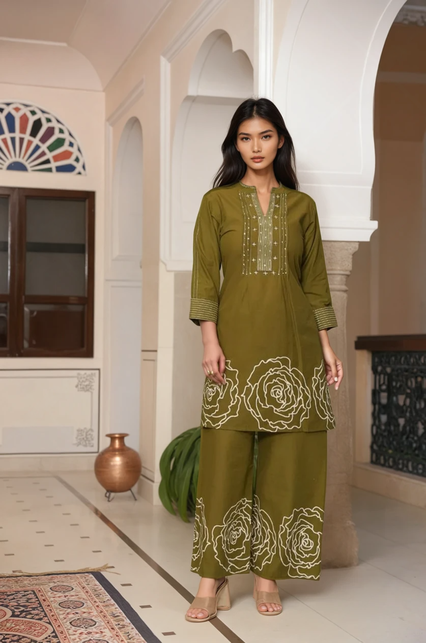 Rose Cotton Cord Set – Kurta & Pant - Image 11
