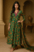 Elegant Green Floral Cotton Blend Anarkali Set with Dupatta