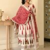 Elegant Pure Cotton Mirror Embroidered Kurti Set with Malmal Dupatta