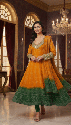 Baggy Style Anarkali Kurti Set with Mirror Work