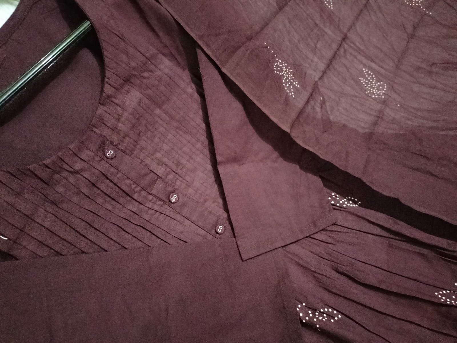 Elegant Maroon Floral Printed Anarkali Kurti with Dupatta - Image 4