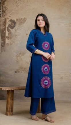 Power Pause Aari Work Kurti Palazzo Co-ord Set