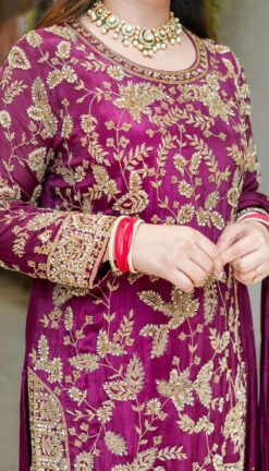 Alternative view of Elegant Heavy Embroidered Party Wear Top–Plazzo with Dupatta