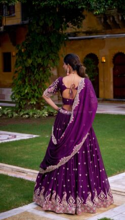 Alternative view of Rangoli Crush Purple Embroidered Lehenga Choli with Dupatta