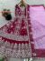 Alternative view of Maroon Faux Georgette Embroidered Gown with Dupatta & Lehenga