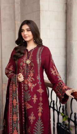 Regal Maroon Embroidered Silk Suit with Dupatta