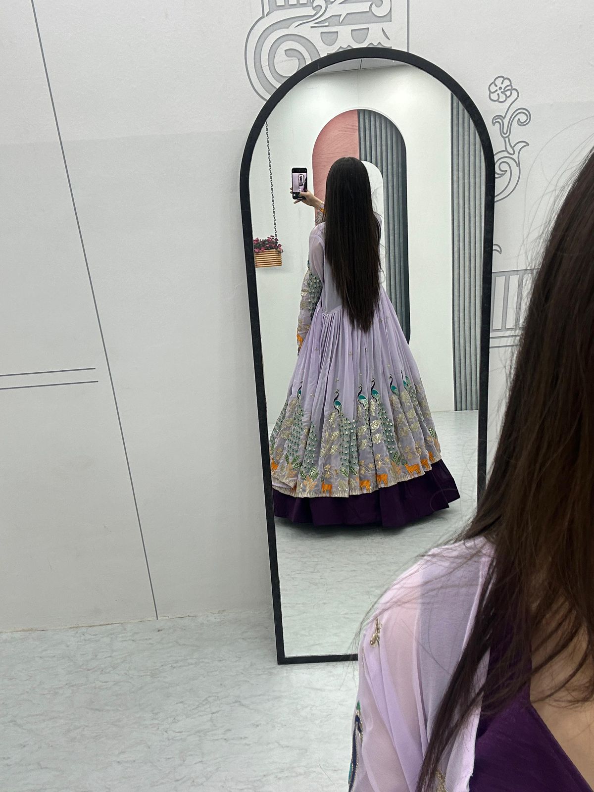 Aqua Vichitra Embroidered Lehenga with Designer Shrug - Image 8