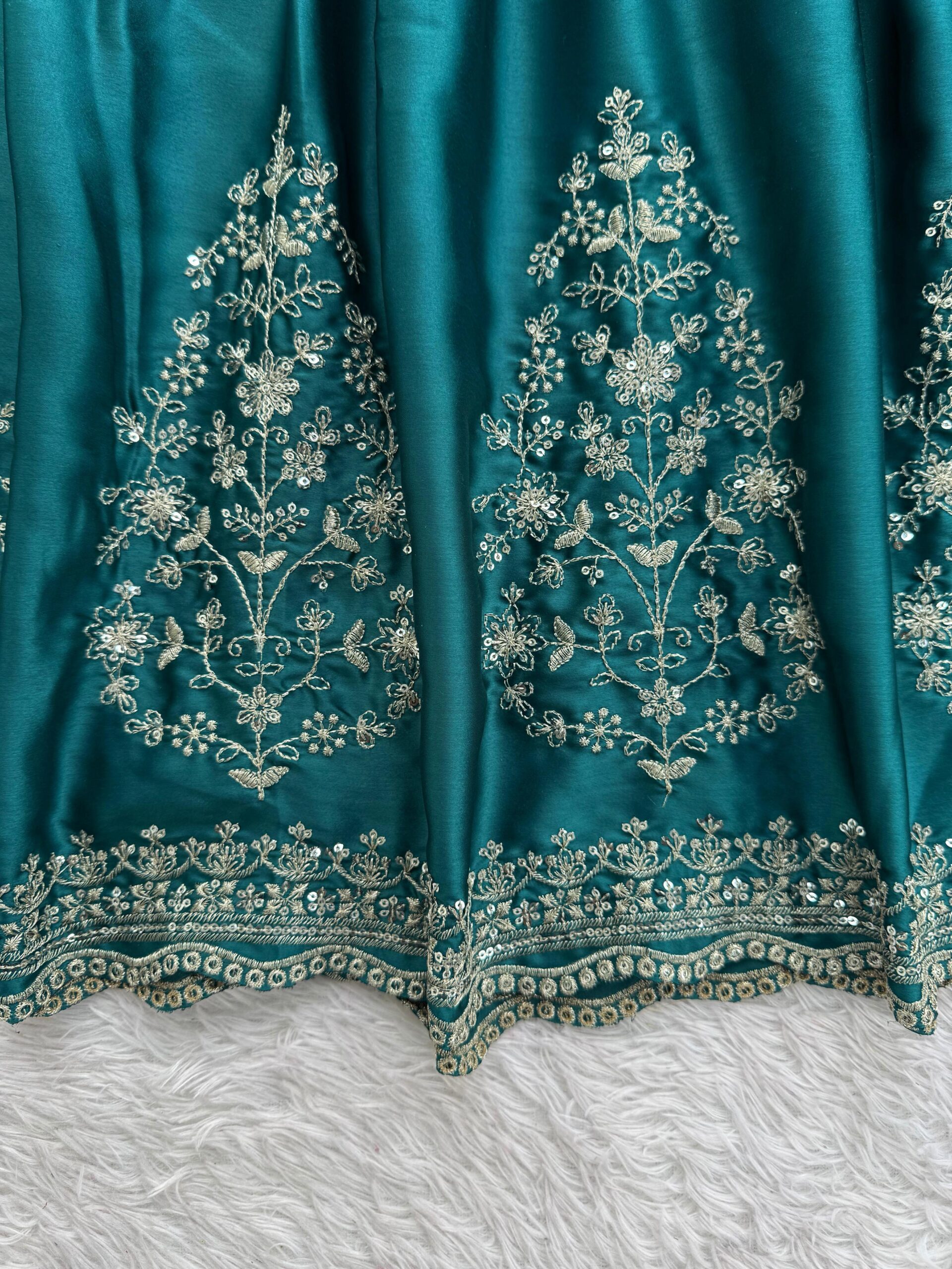 Elegant Teal Green Japan Satin Anarkali Set with Dupatta - Image 3