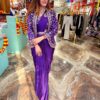 ✨ Indo-Western Satin Silk Saree with Embroidered Jacket & Belt ✨