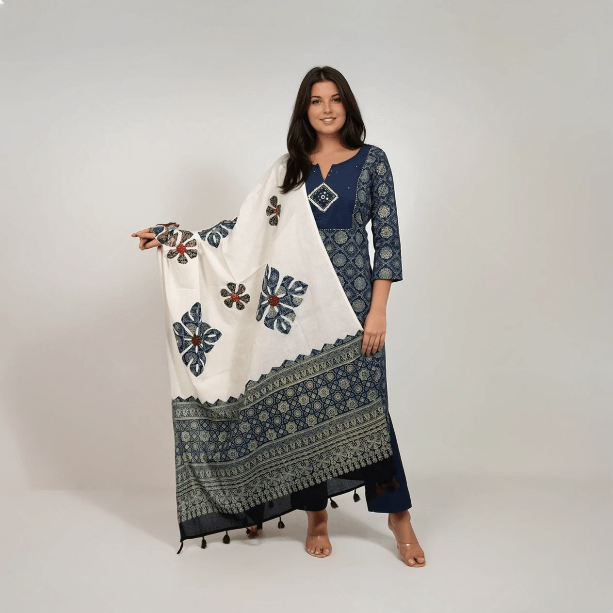 NEW AJRAKH VIBRANT LAUNCH – Straight Pant Set with Dupatta - Image 4