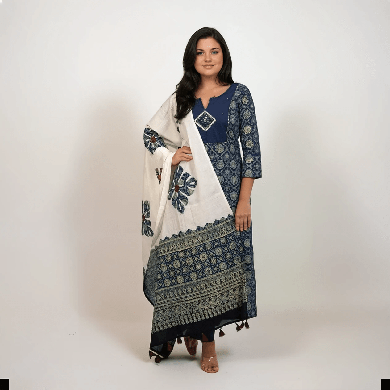 NEW AJRAKH VIBRANT LAUNCH – Straight Pant Set with Dupatta - Image 3