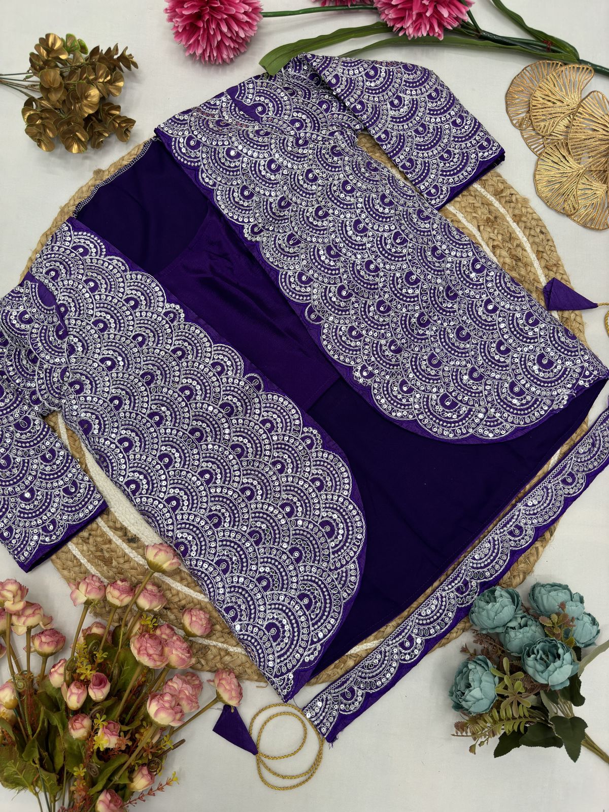 Royal Ready-to-Wear Saree with Embroidered Jacket – Design 9246 - Image 9