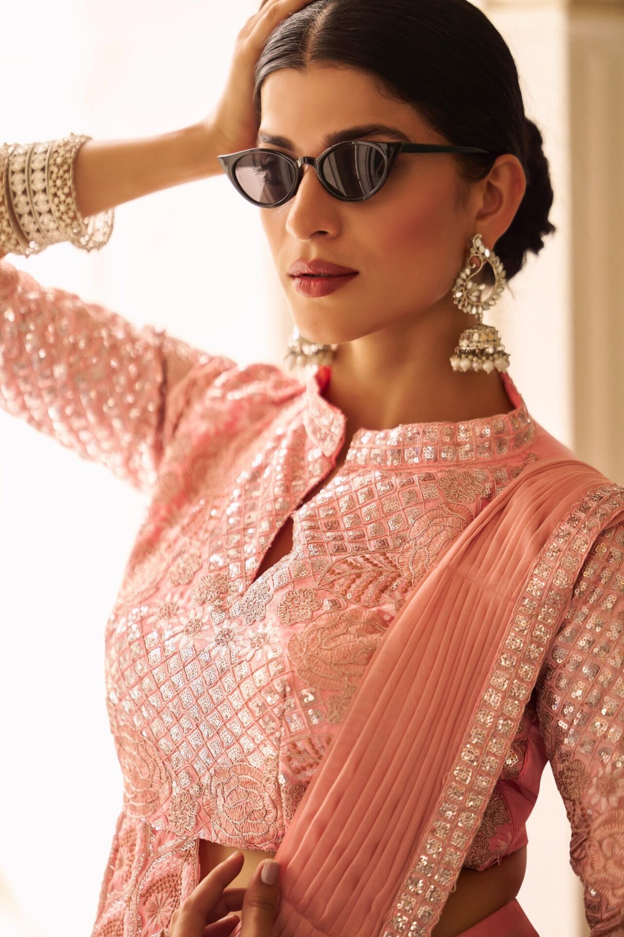 Ready-to-Wear Drape Saree with Embroidered Banglory Blouse - Image 11