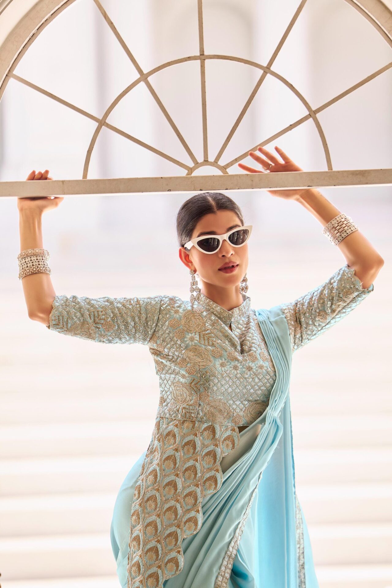 Ready-to-Wear Drape Saree with Embroidered Banglory Blouse - Image 7