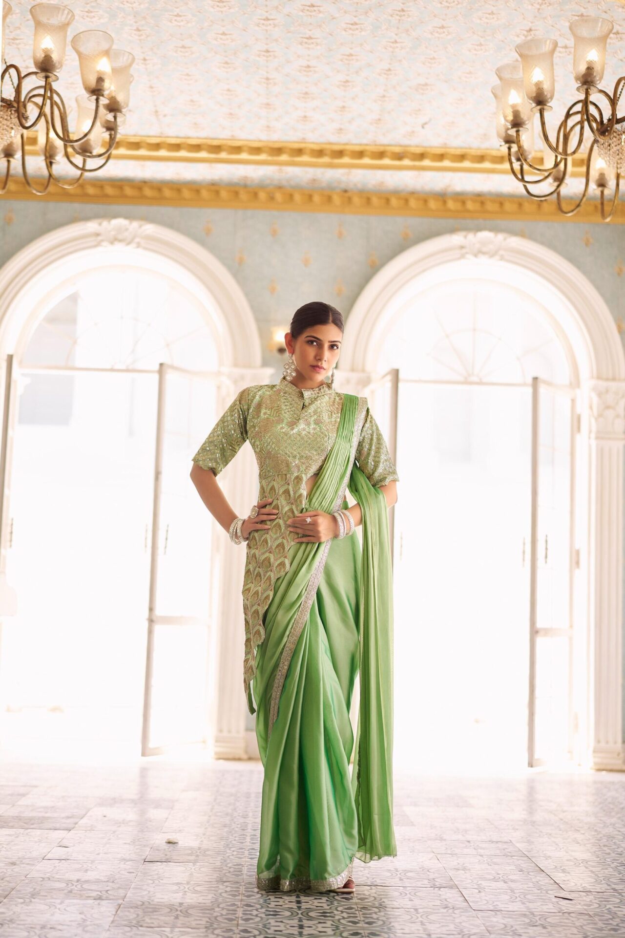 Ready-to-Wear Drape Saree with Embroidered Banglory Blouse - Image 4