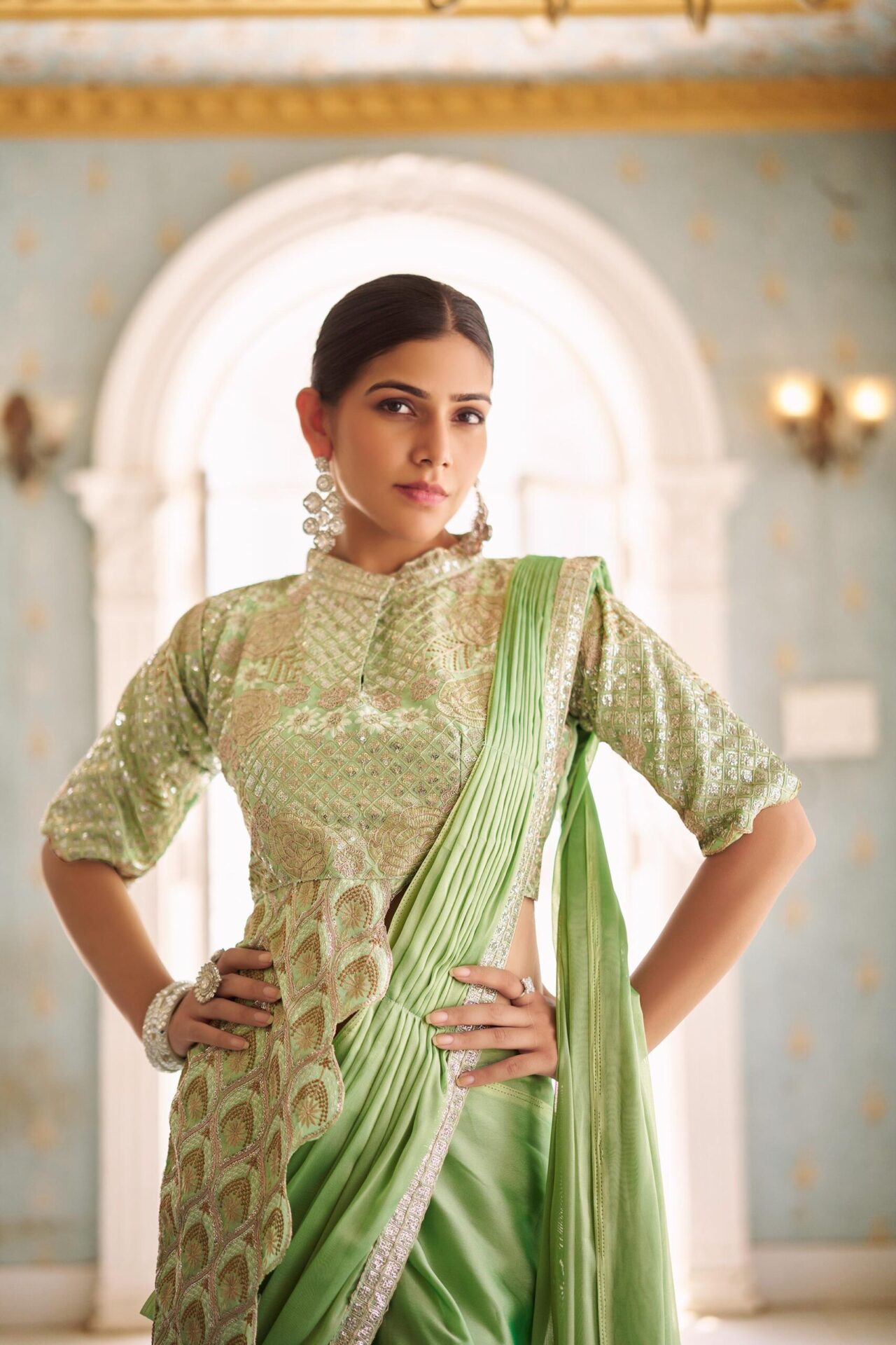 Ready-to-Wear Drape Saree with Embroidered Banglory Blouse - Image 2