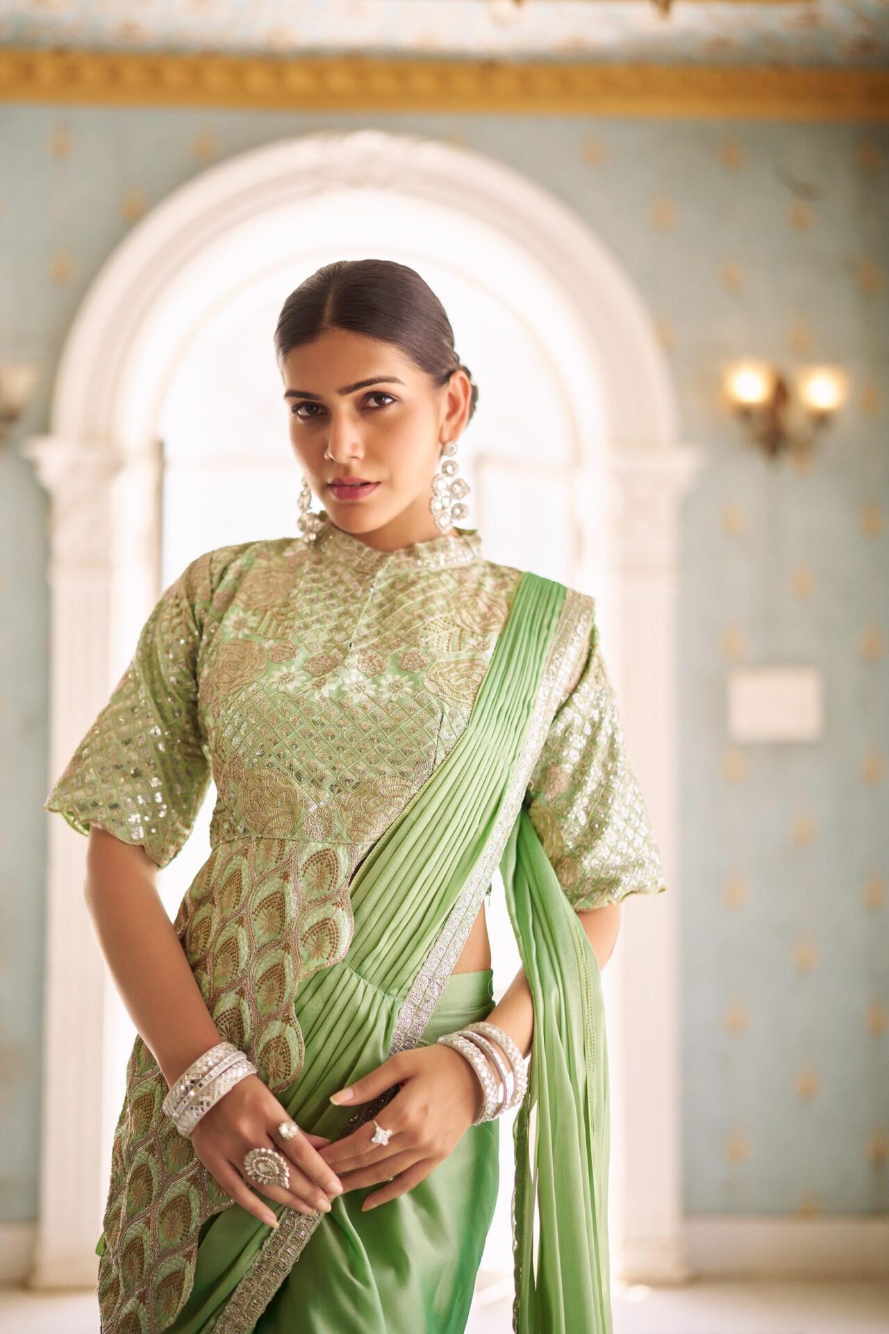 Ready-to-Wear Drape Saree with Embroidered Banglory Blouse - Image 3