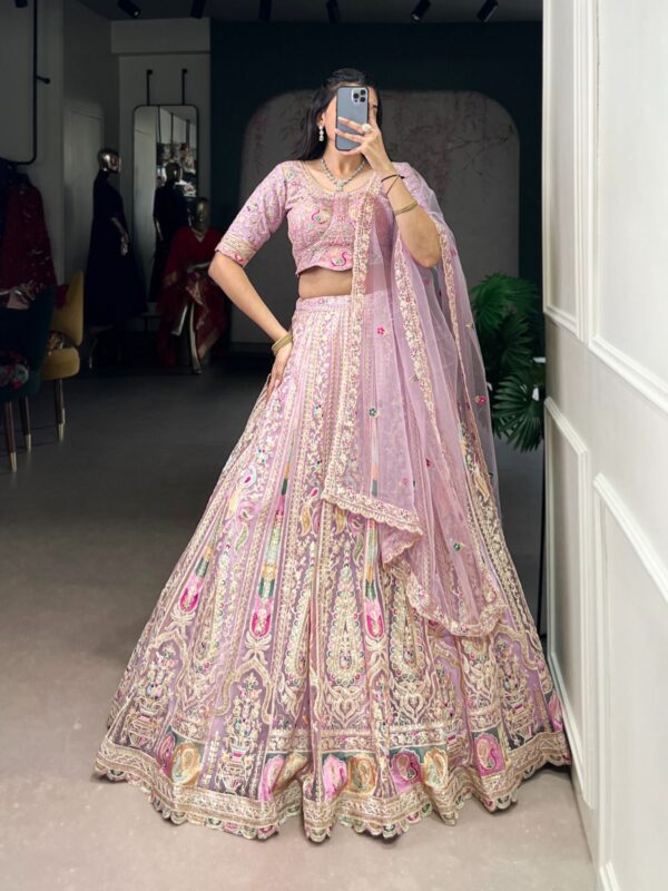Pastel Elegance Embroidered Net Lehenga Choli