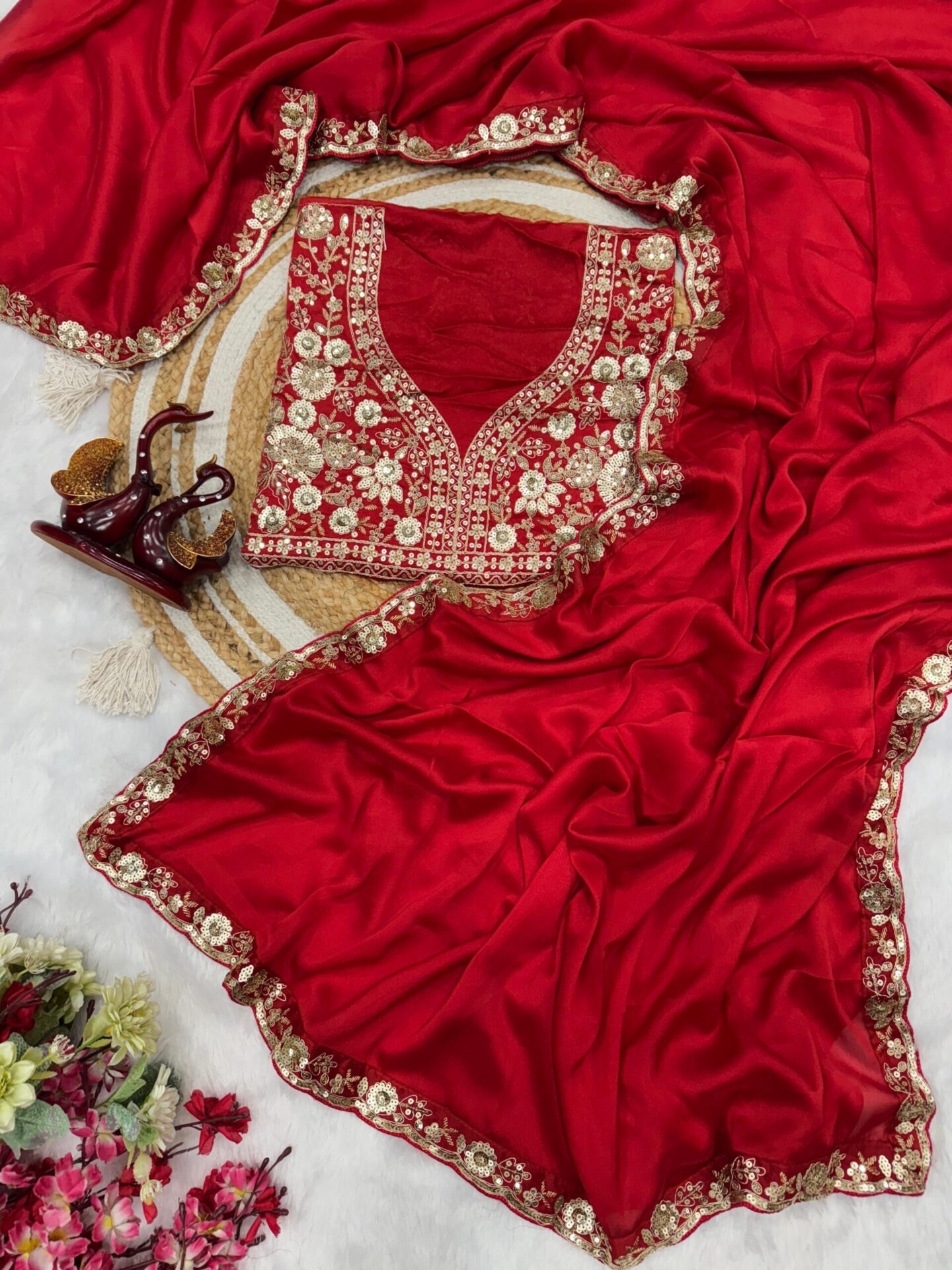 Festive Glamour Red Sequin Saree – Design No. 5505 - Image 12