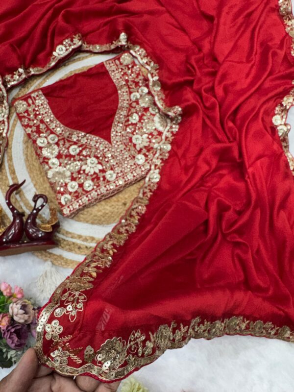 Festive Glamour Red Sequin Saree – Design No. 5505